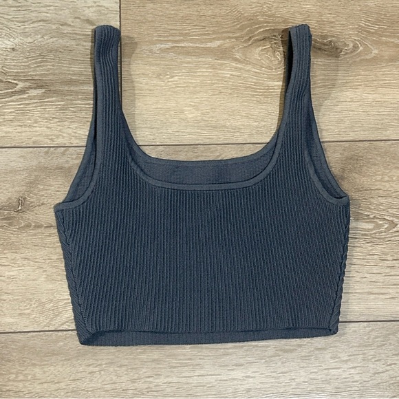 Aritzia Babaton Sculpt Knit Squareneck Cropped Tank in Dark Gray - Picture 6 of 7